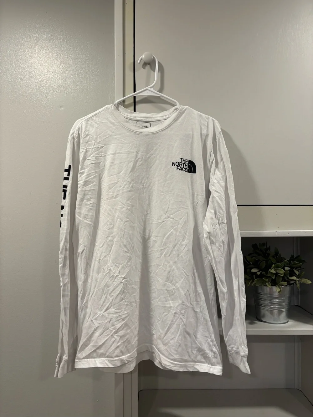 The North Face Men's Long-Sleeve Logo Tee - White with Black Logo